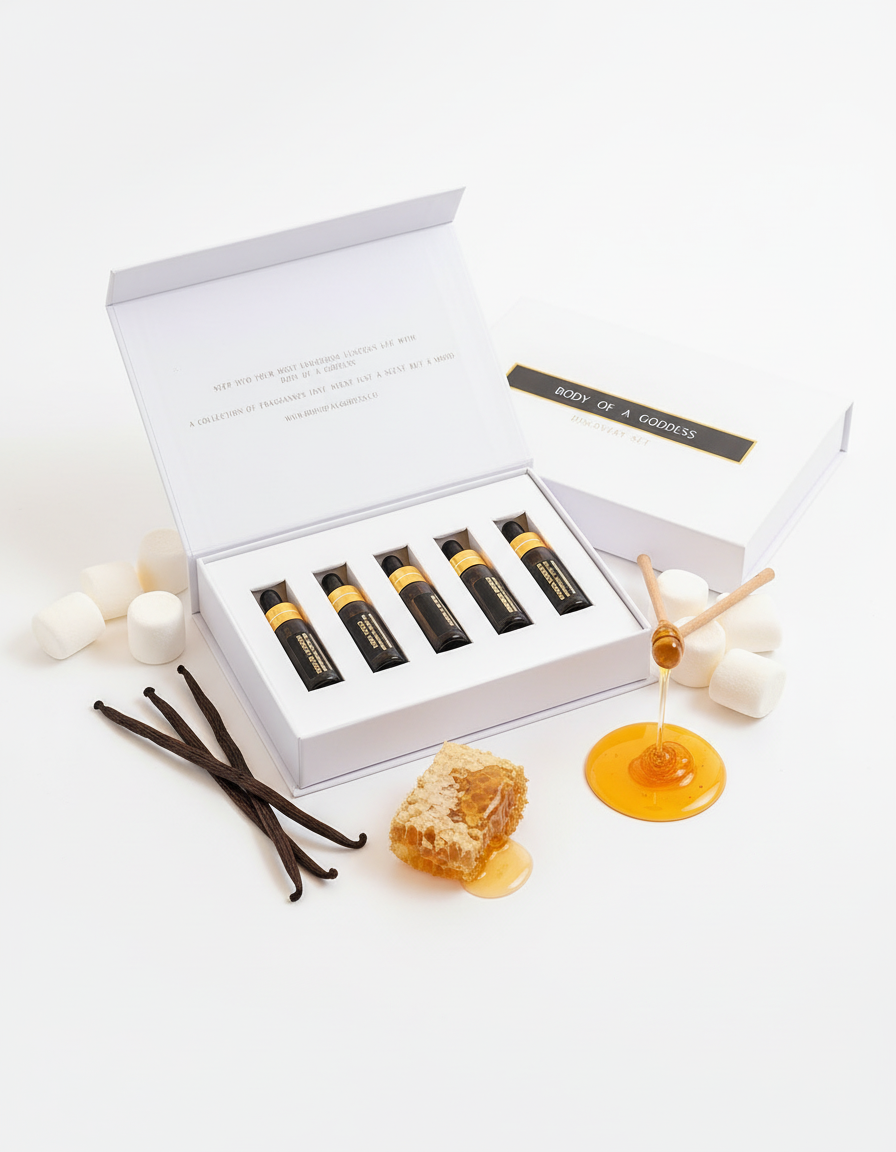 Gourmand Fragrance Flight with honey, vanilla, and marshmallow